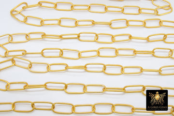Large Link Chain, Oval Necklace 10 x 20 mm Chain CH #255, Matte Gold Plated Bracelet Chain